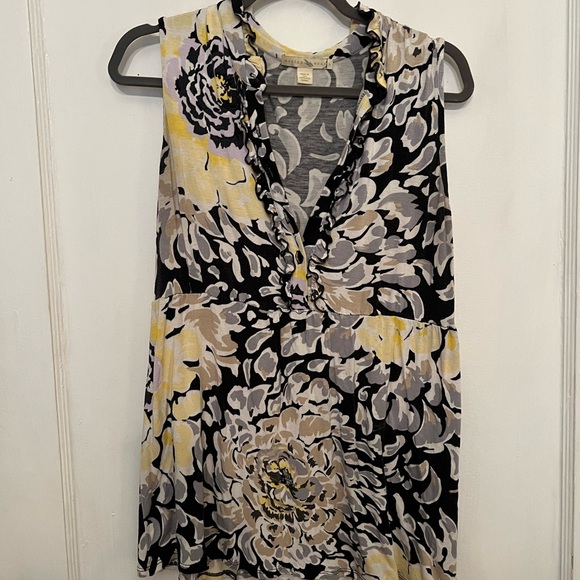 Anthropologie Weston Wear sleeveless knit blouse with ruffles and elasticity L - Picture 4 of 6